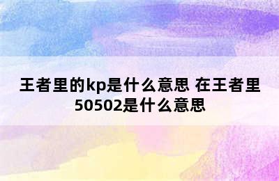 王者里的kp是什么意思 在王者里50502是什么意思